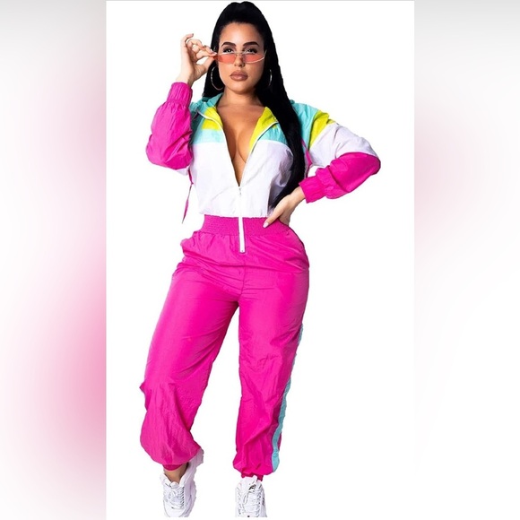 Pants - Pullover Hoodie Jumpsuit Zipper Jacket Windbreaker ElasticWaist Sportswear Suit